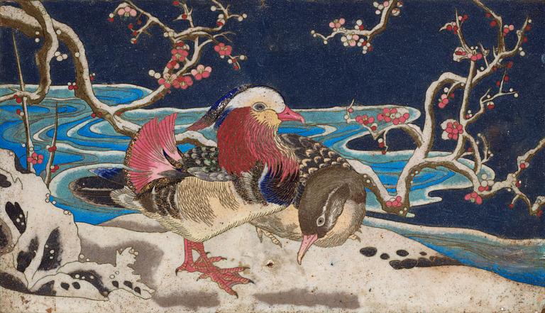 A framed Cloisonné panel, Qing dynasty, 19th Century.