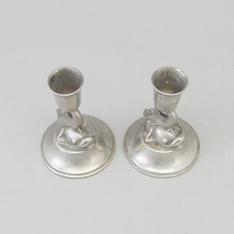 A pair Art Déco pewter candlestisks from Ystad Tenn, 1938.