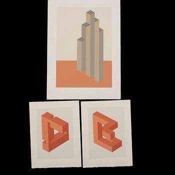 OSCAR REUTERSVÄRD, color lithographs, 3 st, signed and numbered.