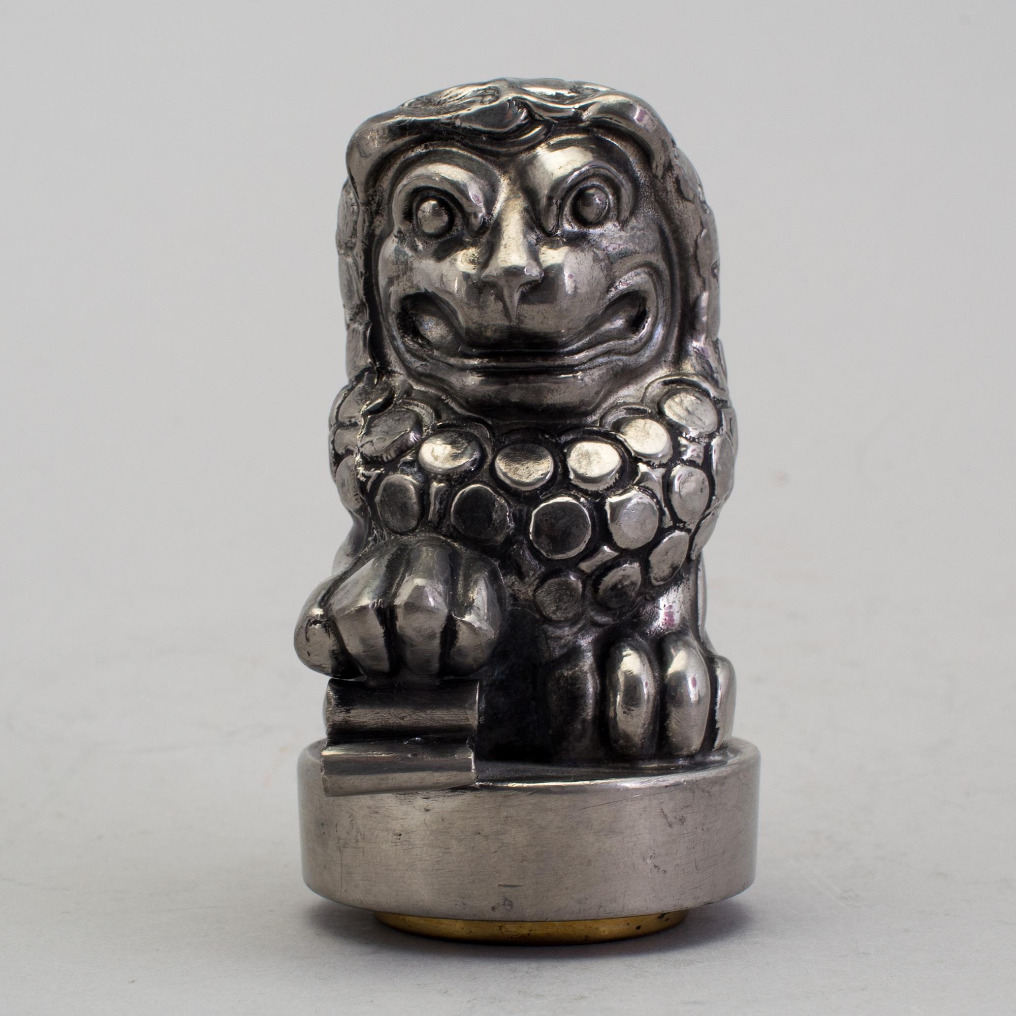 ANNA PETRUS, seal stamp with a brass stamp, pewter and brass, Svenskt Tenn, 1981 (year mark blurred).
