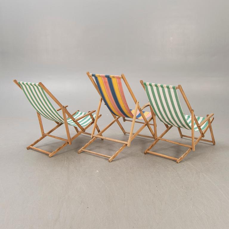 A set of three sun loungers mid 1900s.