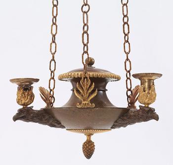 AMPEL, för tre ljus. Sverige, 1800-talets början. Empire.