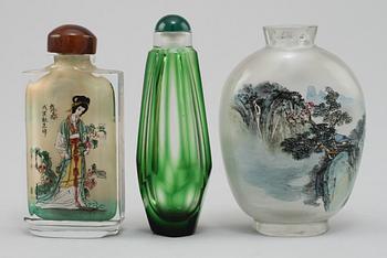 SNUSFLASKOR, 3 st, glas, orientaliska, 1900-tal.