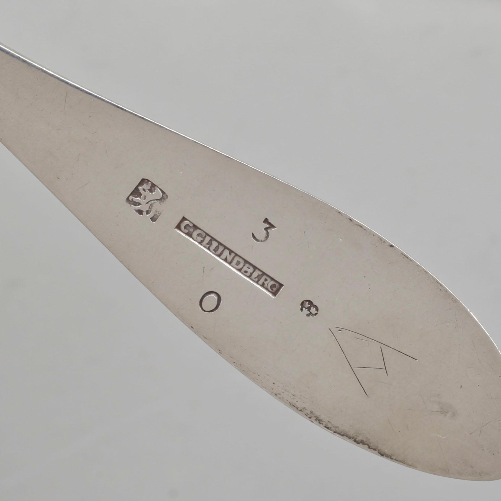 PARTI SILVER, 4 delar, bland annat Carl Gustaf Lundberg, Kalmar, 1820, vikt ca 220g.