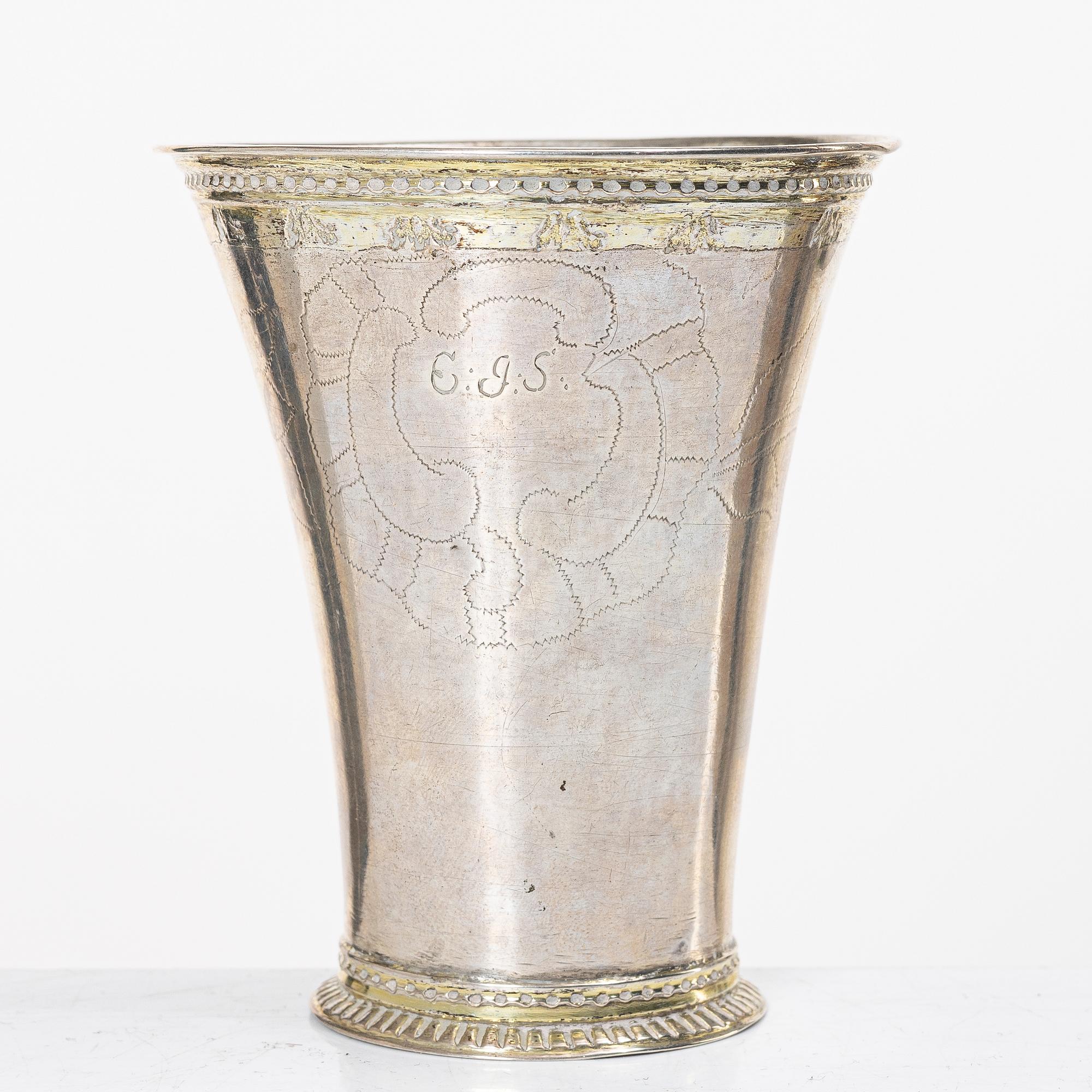 A parcel gilt silver beaker, mark of Gottfried Dubois, Stockholm 1741.