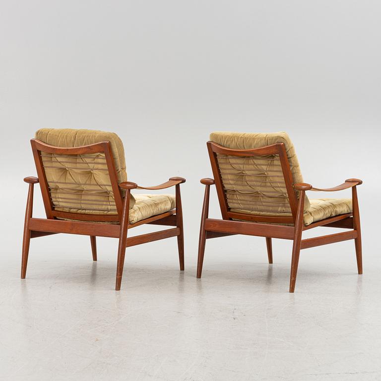 Finn Juhl, armchairs, a pair, "Spadestolen" / "Model 133", France & Son, Denmark, 1950s.