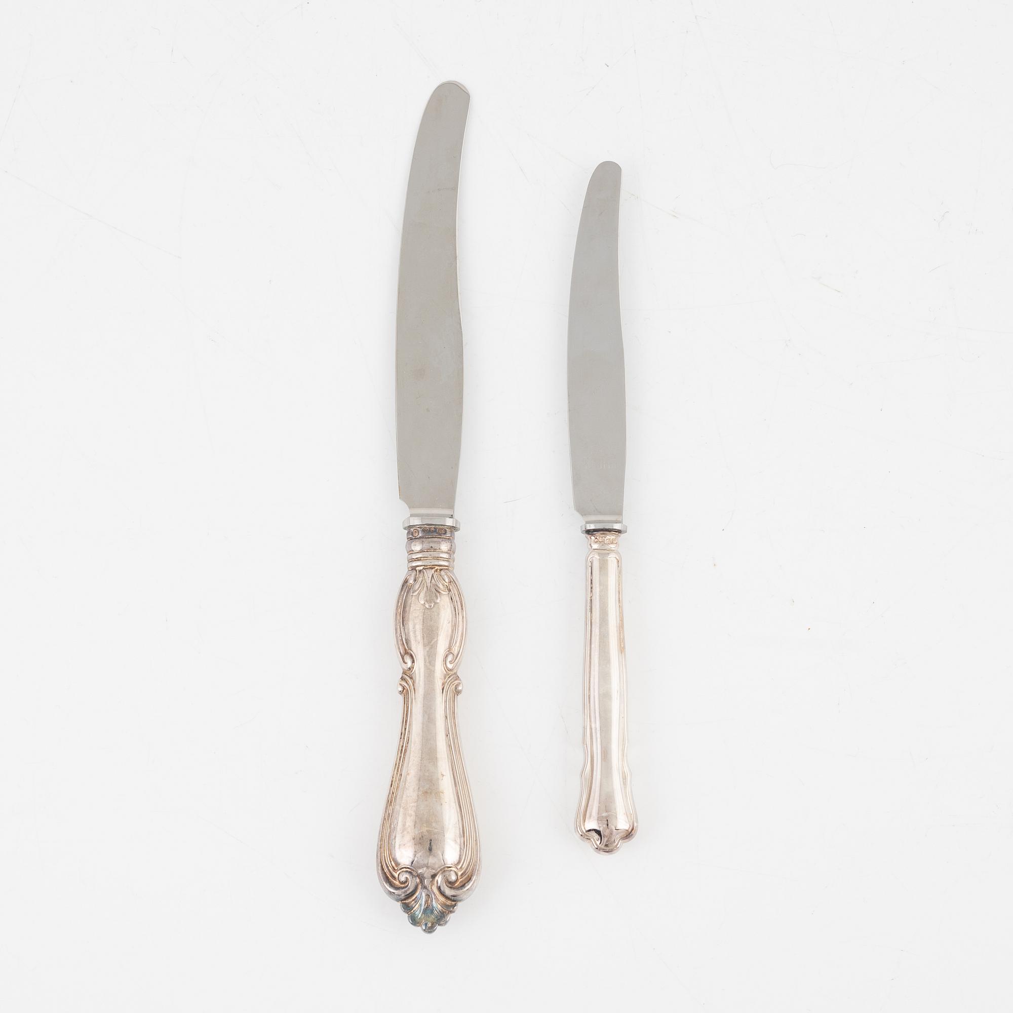 Bestick, 20 st, silver, bl a CG Hallberg, Stockholm 1955.