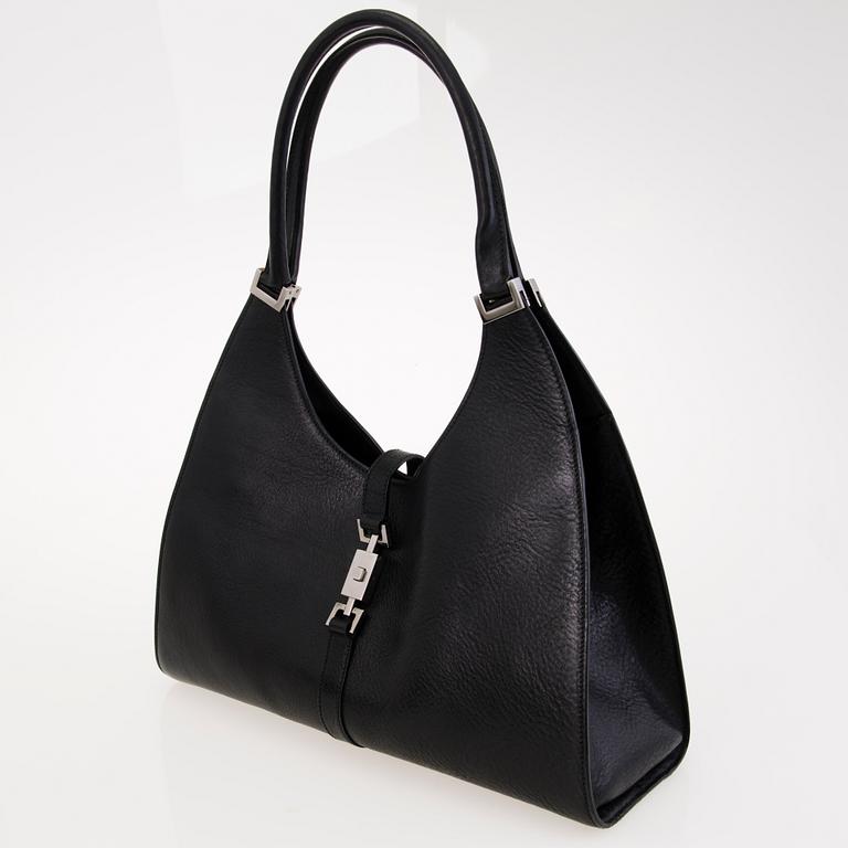 GUCCI Black Leather Jackie O Bag.