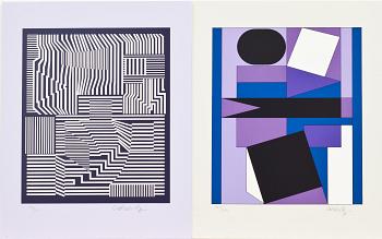 VICTOR VASARELY, mapp med 7 färgserigrafier , ION, Falaize 1989, 154/250, sign.