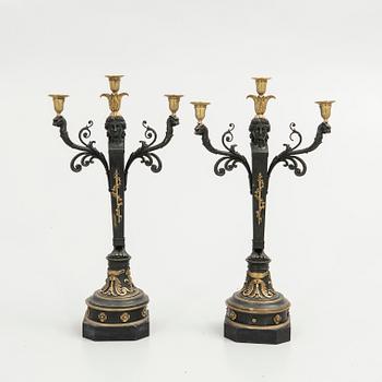 Candelabra, a pair, Empire style, mid-19th century.