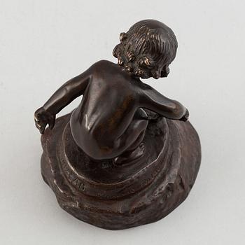 Anders Jensen Bundgaard, skulptur, brons, signerad och daterad 10 juli 1912.