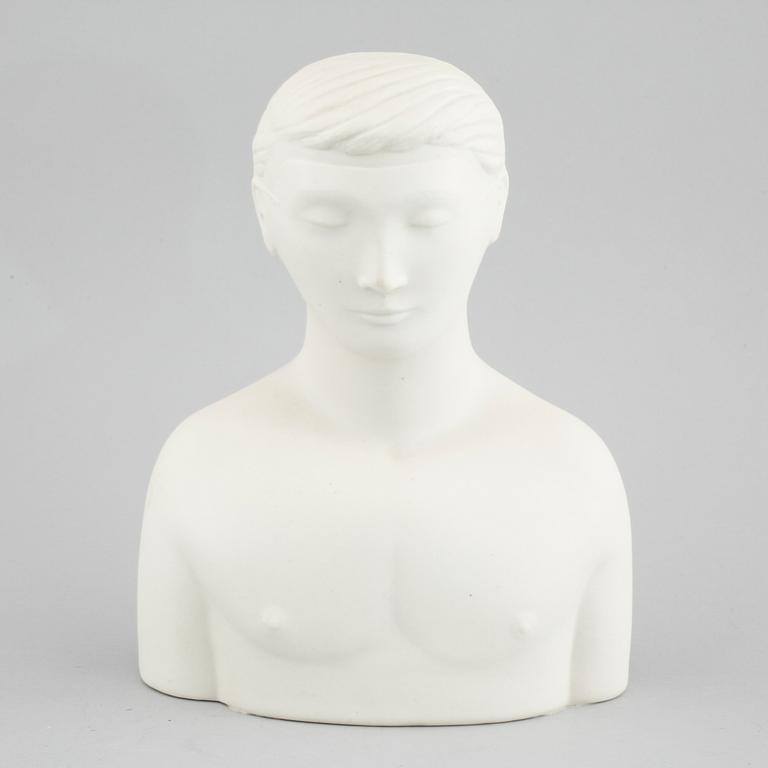 STIG LINDBERG figurin i parian, "Mannen med masken", Gustavsberg, modellen formgiven 1944.