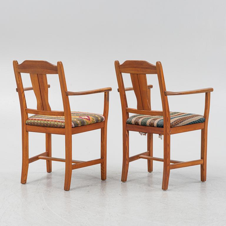 Carl Malmsten,  a pair of pine armchairs, second half of the 20th century.