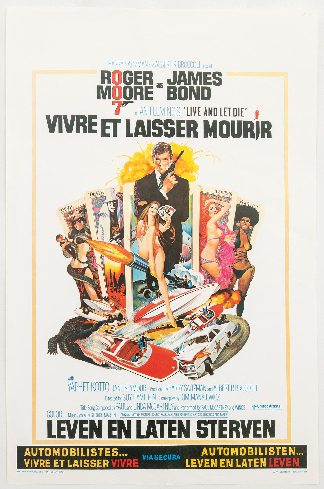 Filmaffisch James Bond "Vivre et laisser mourir" (Live and let die), Belgien 1973.