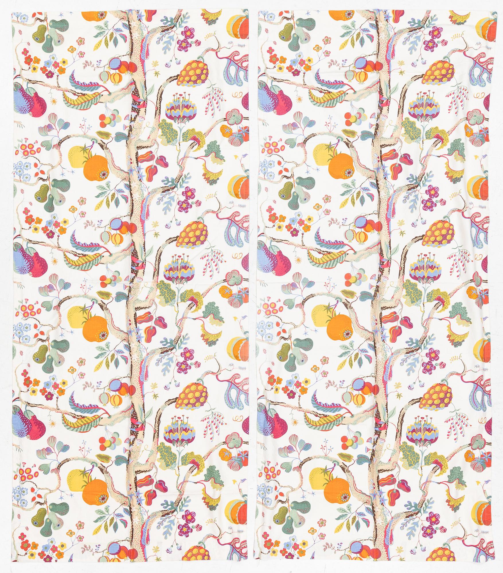 Josef Frank, curtains, a pair, "Vegetable Tree", Svenskt Tenn.