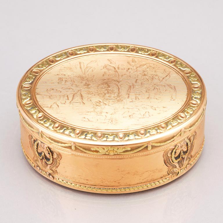 An early 19th century 18 carat gold box, probably Geneva, Switzerland.