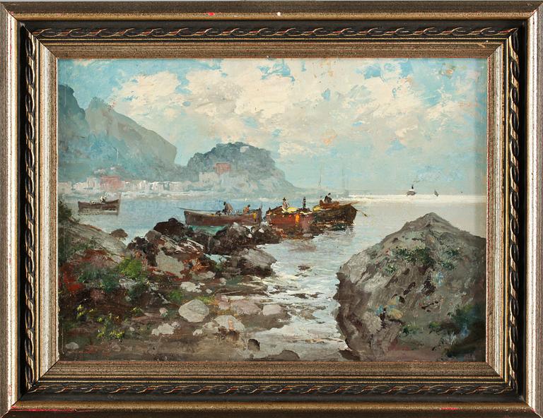 EZELINO BRIANTE, olja på pannå, signerad.