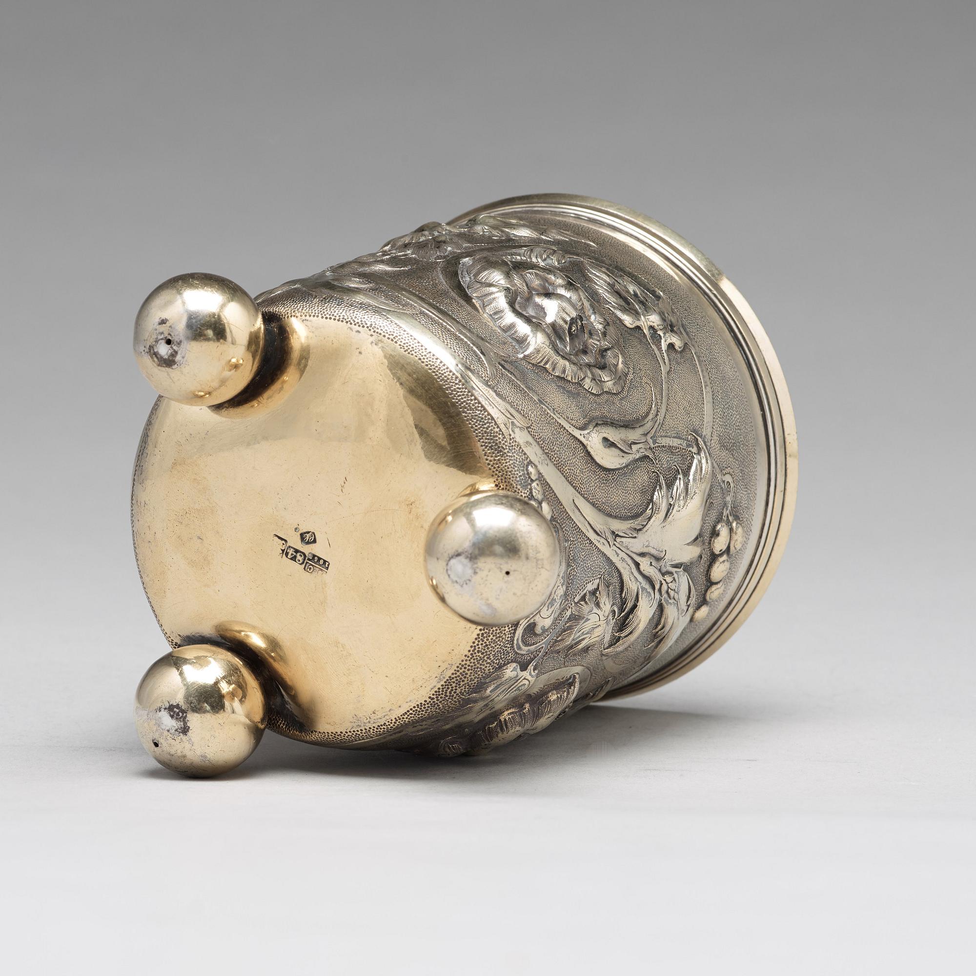 Bägare med lock, oidentifierad mästare, silver, Moskva 1857.