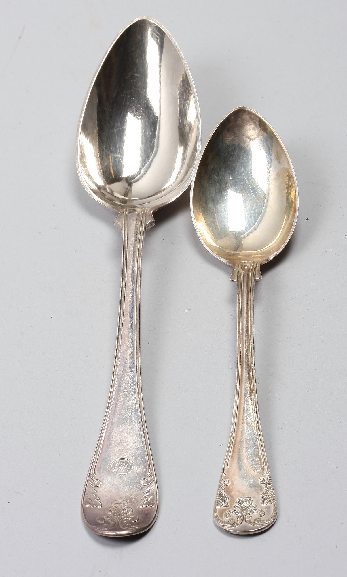 BESTICKSERVISDELAR, 23 st, silver, bla Per Oskar Fredrik Närman, Mariestad, 1800-1900-tal.