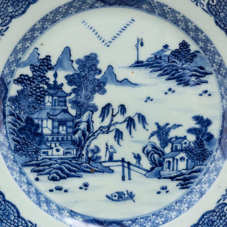 Ten blue and white export plates, Qing dynasty, Qianlong (1736-95).