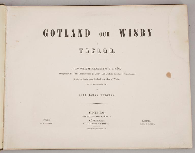 BOK, "Gotland och Wisby i taflor" av Carl Johan Bergman, Stockholm 1858.