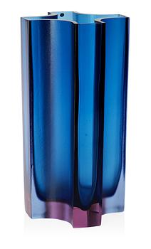 772. Tapio Wirkkala, A Tapio Wirkkala blue glass vase, Iittala, Finland 1966-69, model 3512.