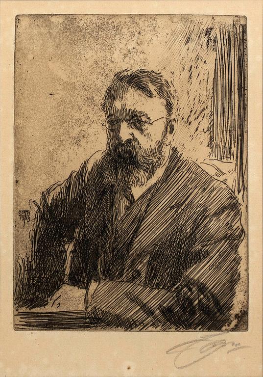 Anders Zorn, a signed etching from 1909.