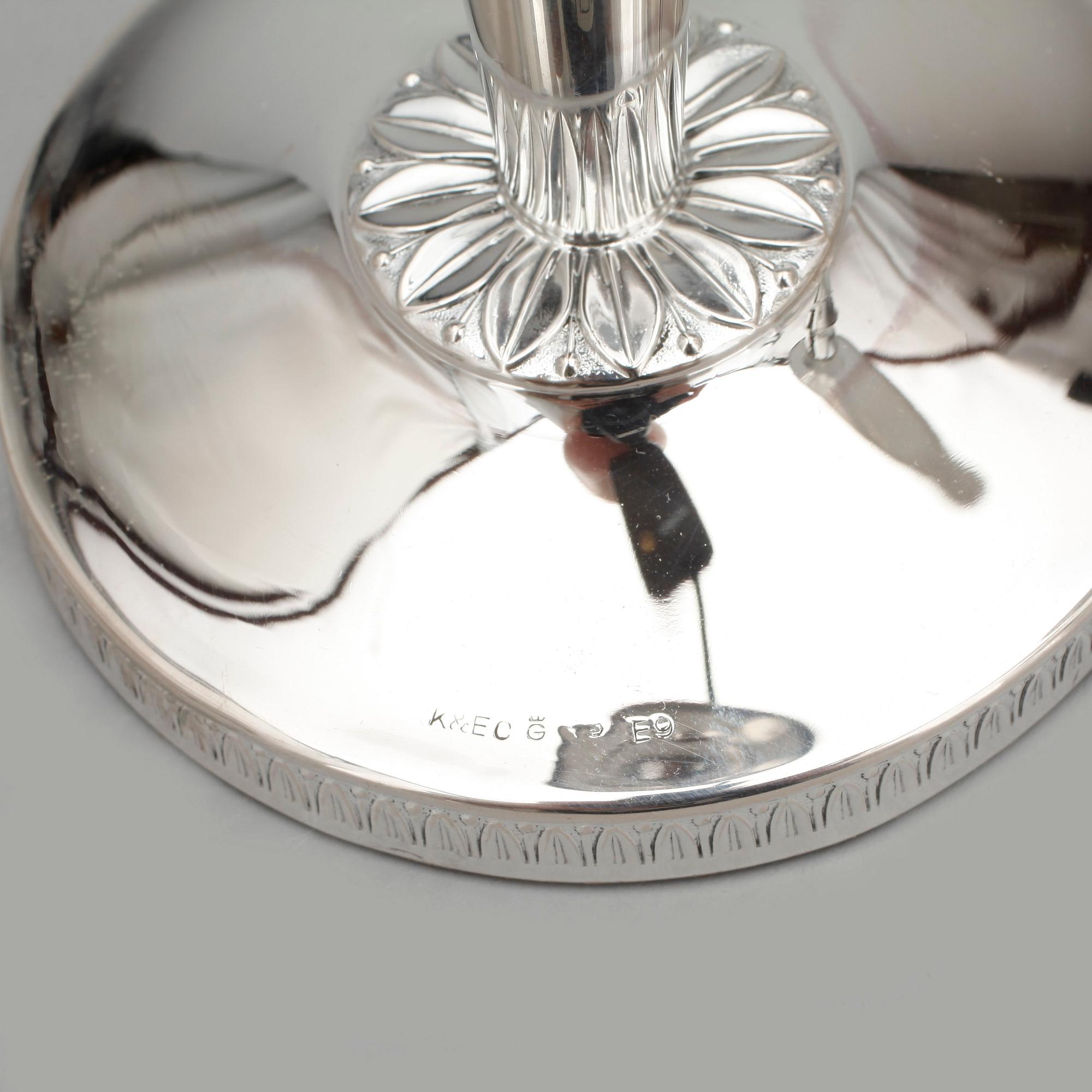 LJUSSTAKAR, ett par, silver, K&EC, Göteborg, 1955.