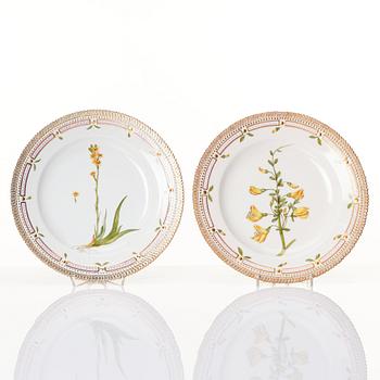 A set of 12 Royal Copenhagen 'Flora Danica' dinner plates, Denmark, 20th Century.