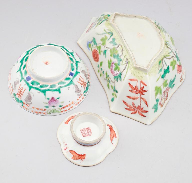 SKÅLAR, 3 st, porslin, Kina, tidigt 1900-tal.