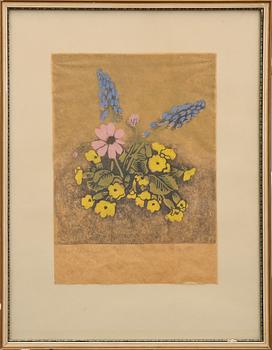 KERSTIN MARIA (MAJA) FJAESTAD, träsnitt, 2 st, sign.