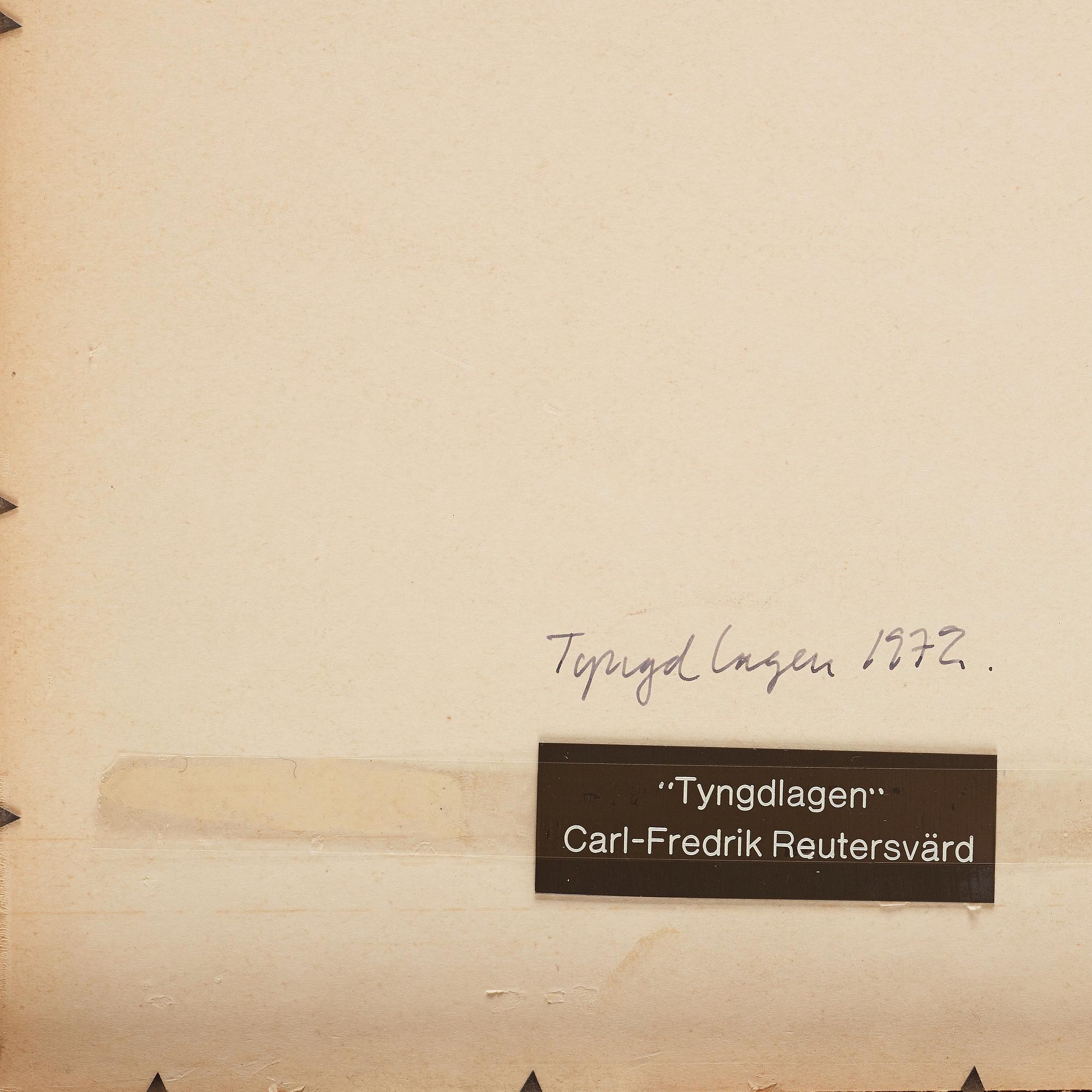 CARL FREDRIK REUTERSWÄRD, watercolor and laquer, on canvas laid on panel, dated 1972.