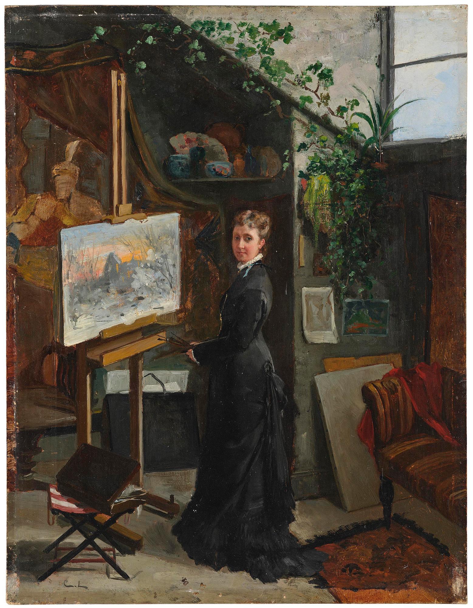 Unknown artist, 19th century. Female artist in her studio.