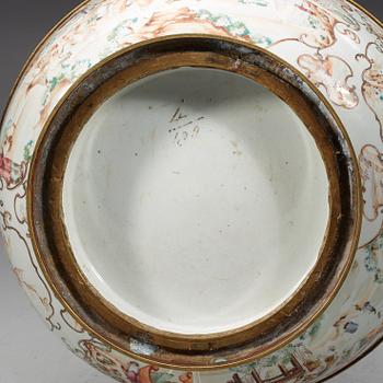 A famille rose bronze mounted punch bowl, Qing dynasty, Qianlong (1736-95).