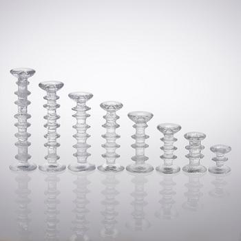 A set of eight 'Festivo' glass candlesticks, Iittala, Finland.