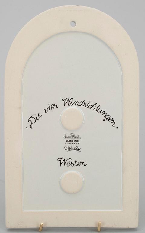 ROSENTHAL, VÄGGPLATTOR, 4 st, keramik, sign. Björn Winblad, Rosenthal, Studio-Linie, Tyskland 1900-talets andra hälft.