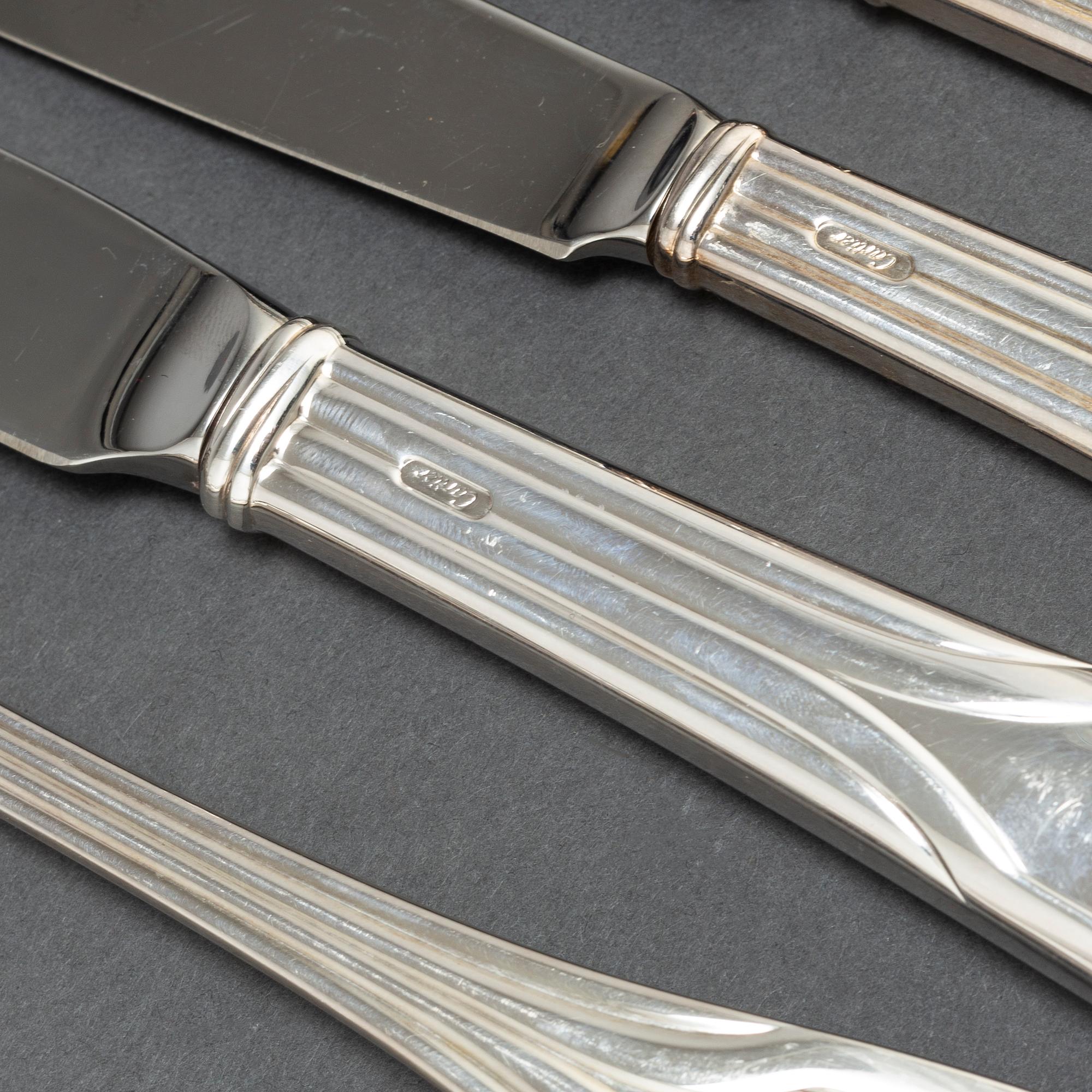 CARTIER, a 107-piece 'Vennitienne' silver plate cutlery service, 1988.