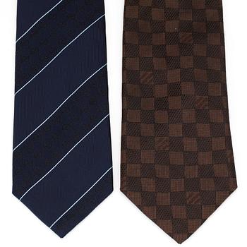 LOUIS VUITTON och GUCCI, två stycken slipsar.