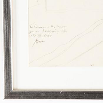Stellan Mörner, pencil drawing, signed.