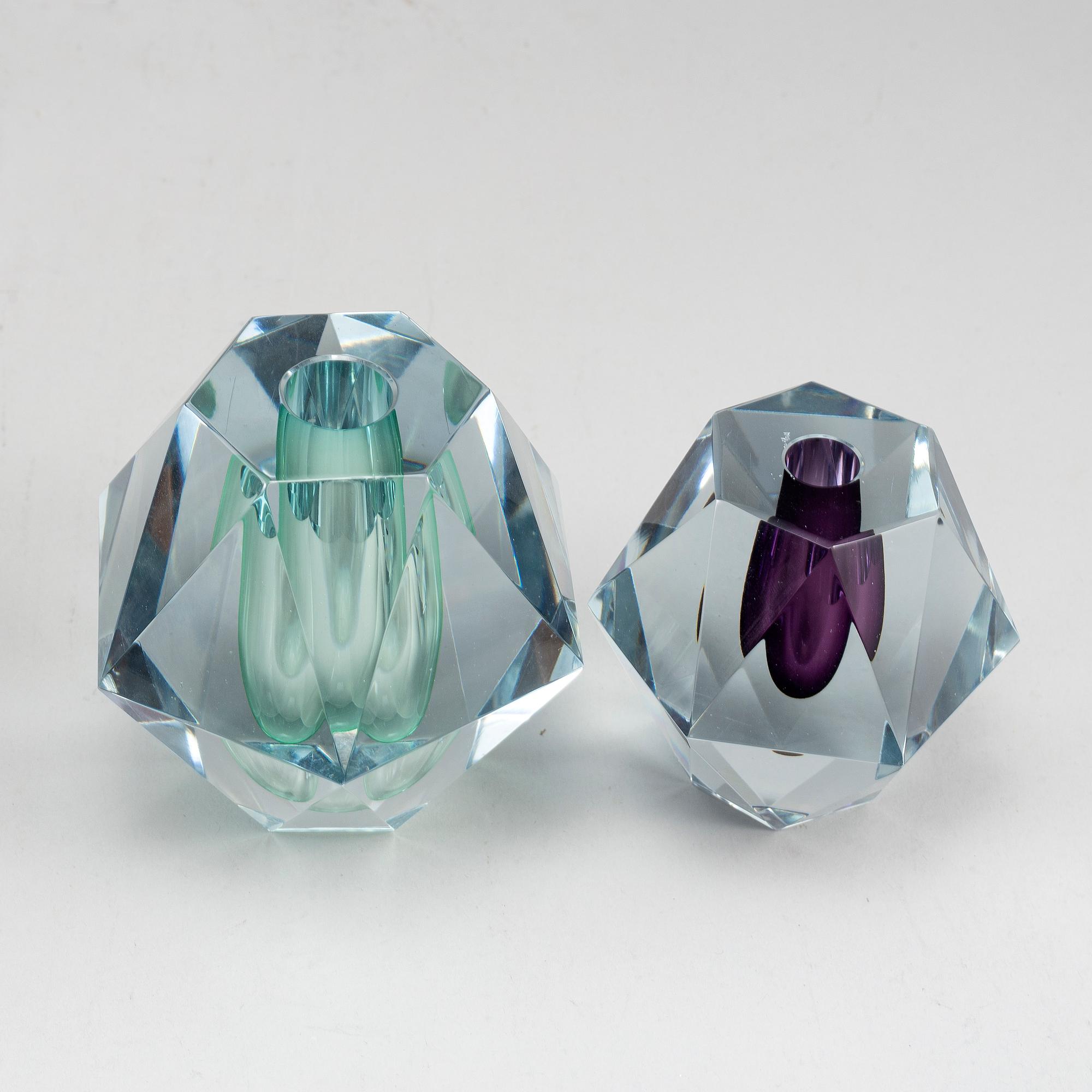 ASTA STRÖMBERG, five 'Diamant' glass vases from Strömbergshyttan, 1960's.