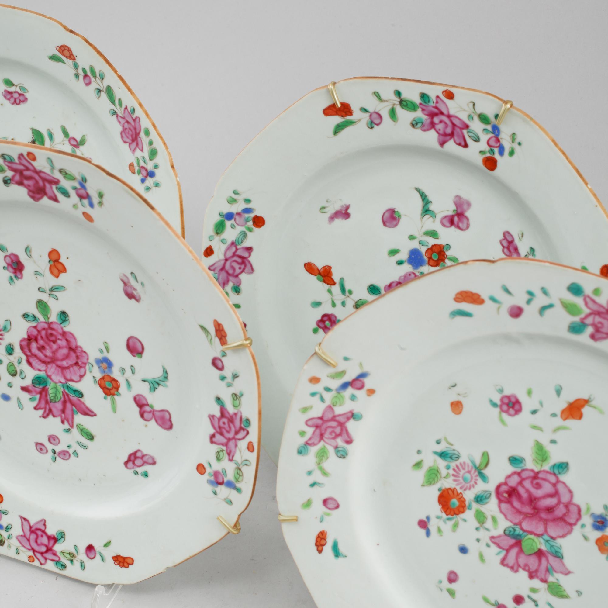 TALLRIKAR, 5 st, porslin, Kina, 1700-tal.