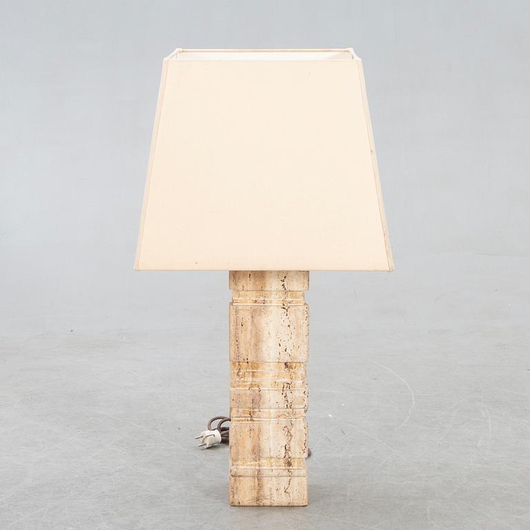 A 1970s travertine table lamp.