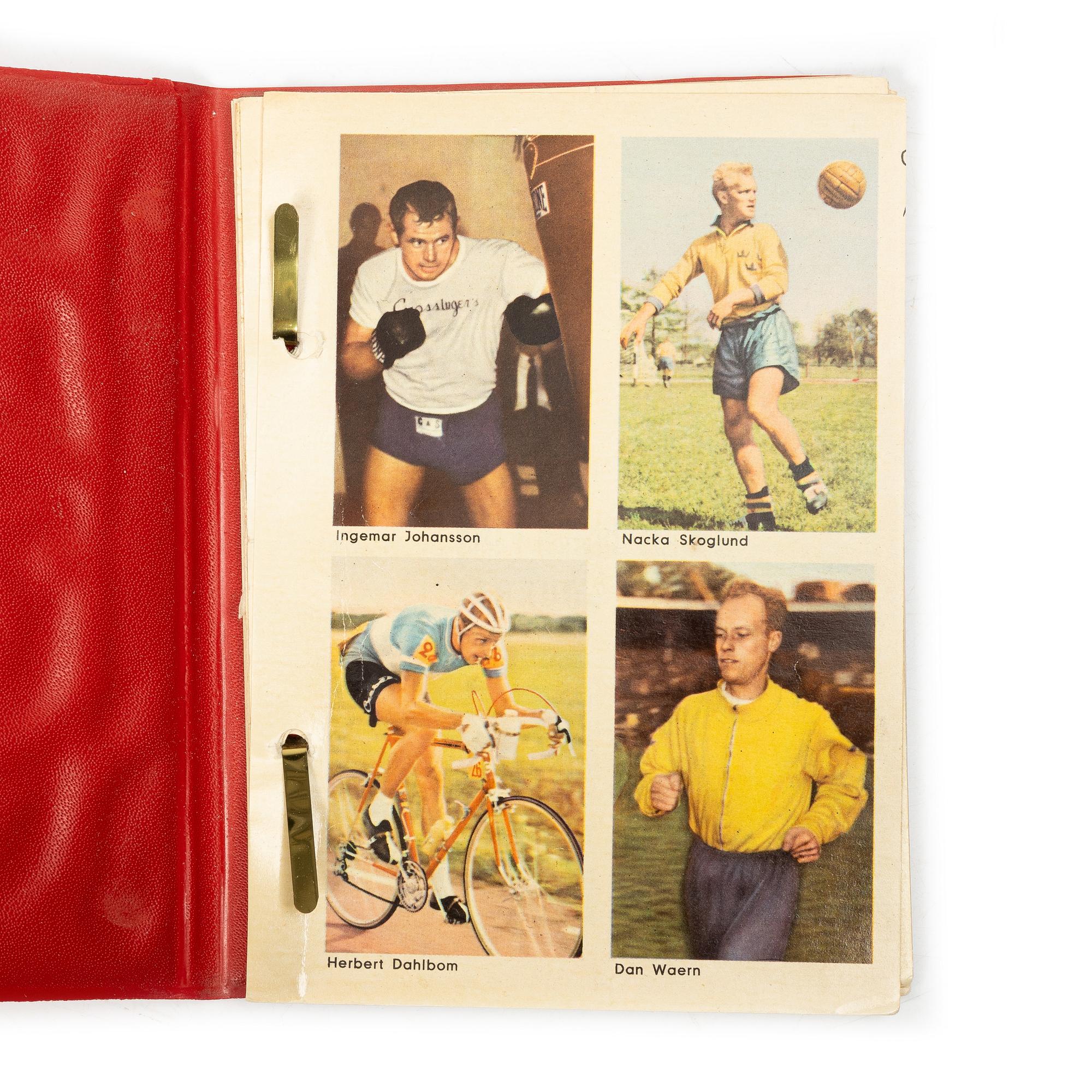 Idol cards, “Sportens stjärnor”, including Cassius Clay, Nacka Skoglund and Ingemar Johansson, Hemmets Journal, 1960s.