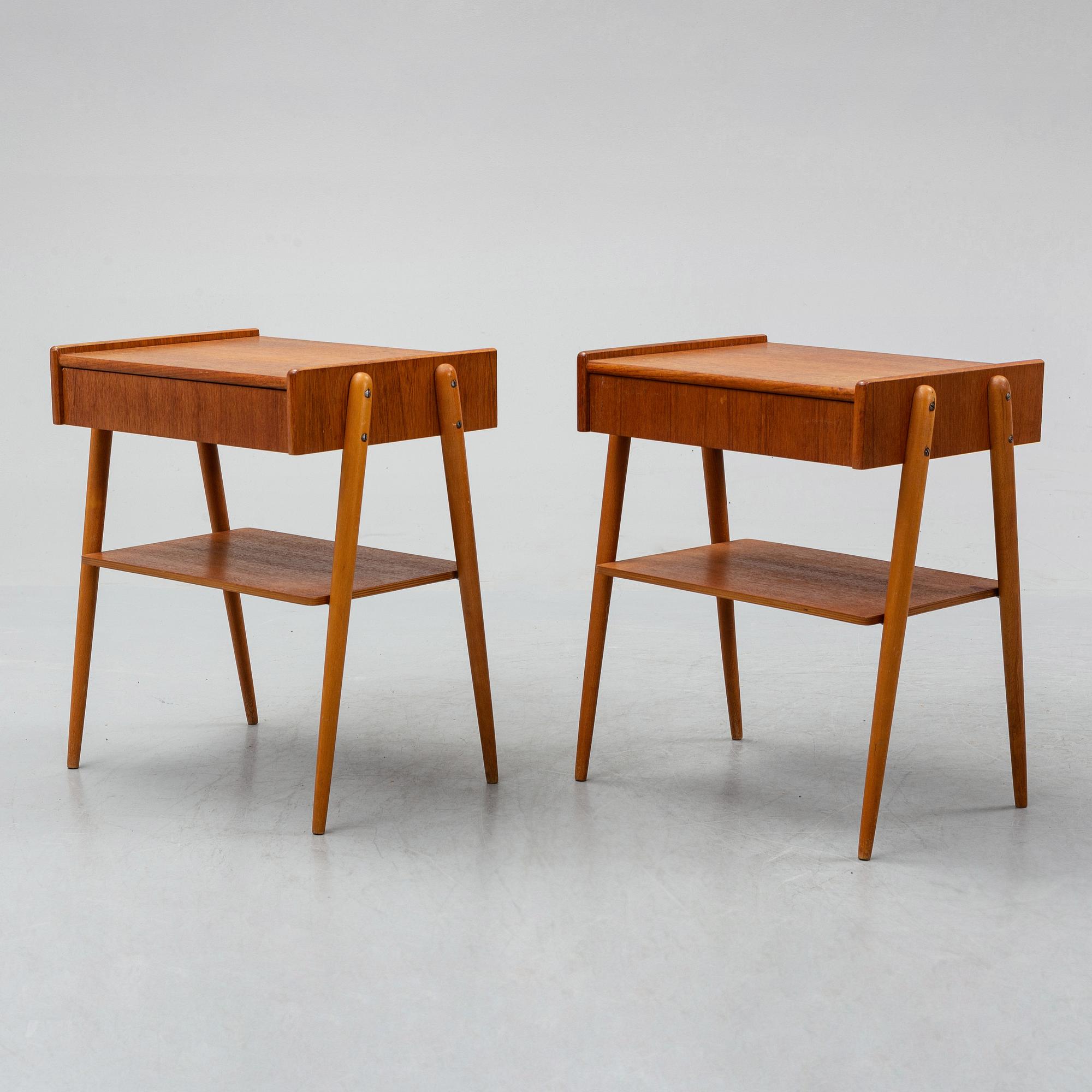A pair of bedside tables, 1950's-60's.
