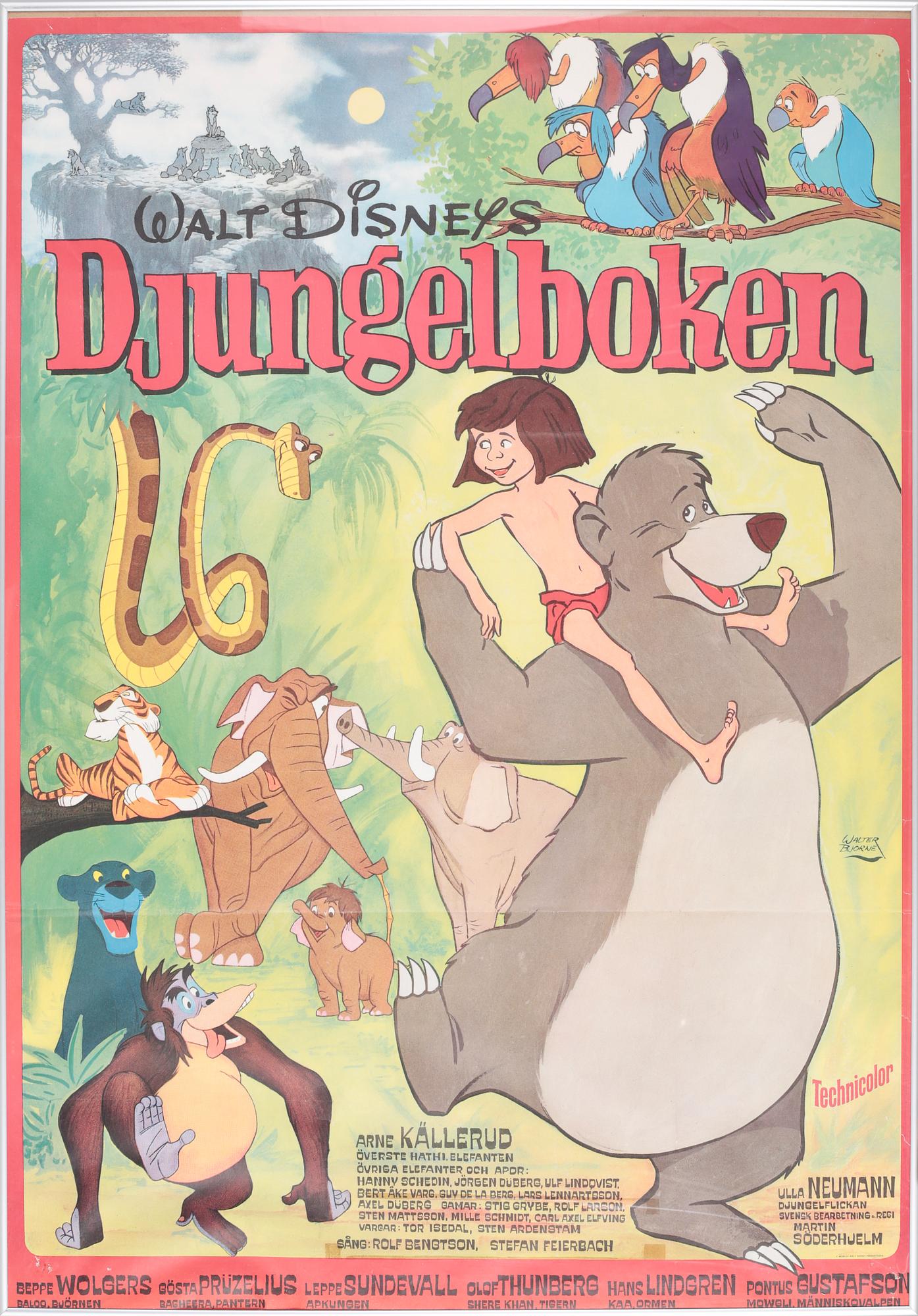 FILMAFFISCH, offsettryck, "Djungelboken", 1960/70-tal.