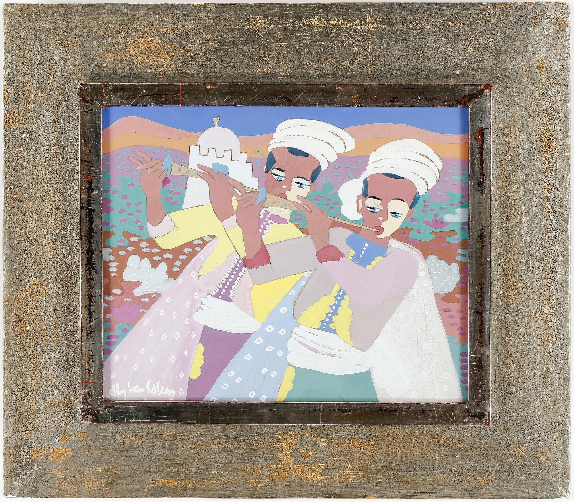ALY BEN SALEM, gouache/akvarell, signerad.