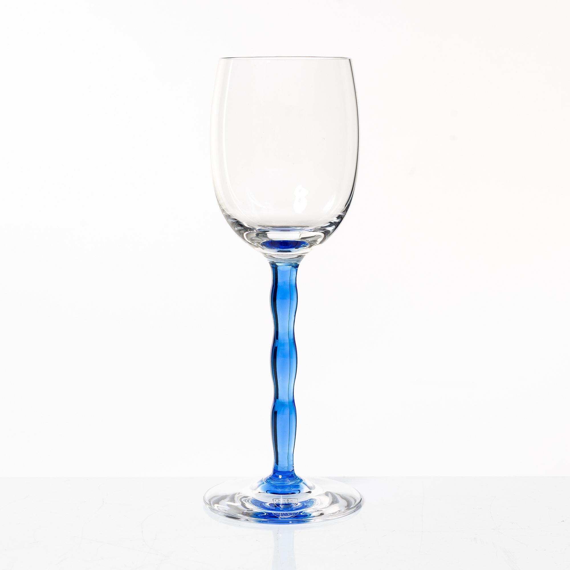 Gunnar Cyrén, a set of nine 'Nobel' wine glasses, Orrefors.