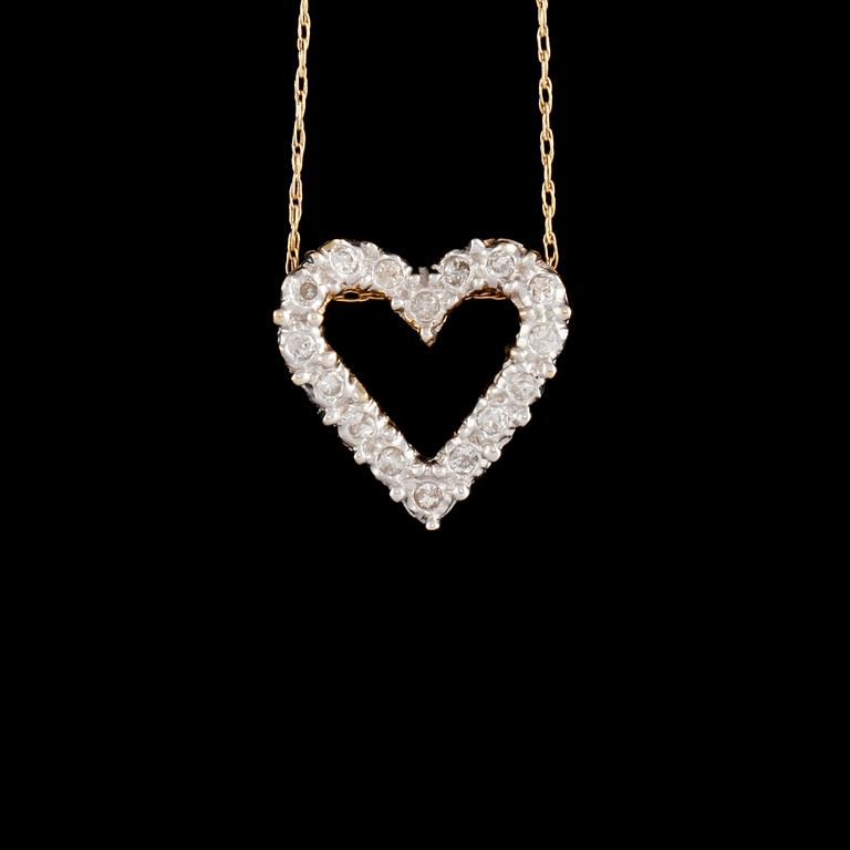 HÄNGE, 14K guld med 16 briljantslipade diamanter, utländska stämplar. Vikt 1,7 g.