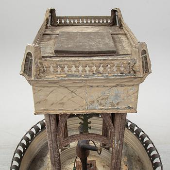 A painted and richly decorated plate garden fountain, late 19th century.