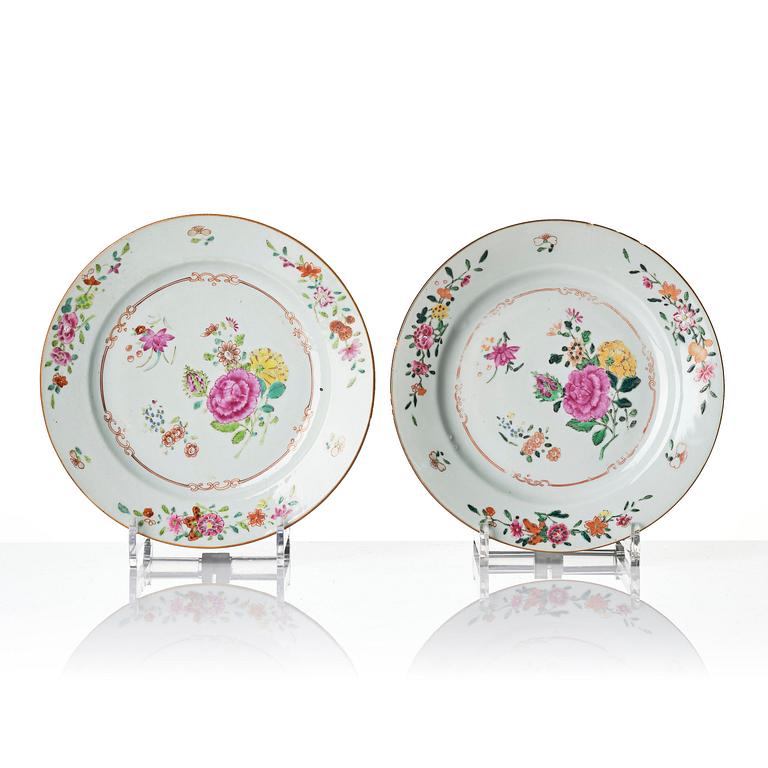 A set of 12 famille rose dishes, Qing dynasty, Qianlong (1736-95).